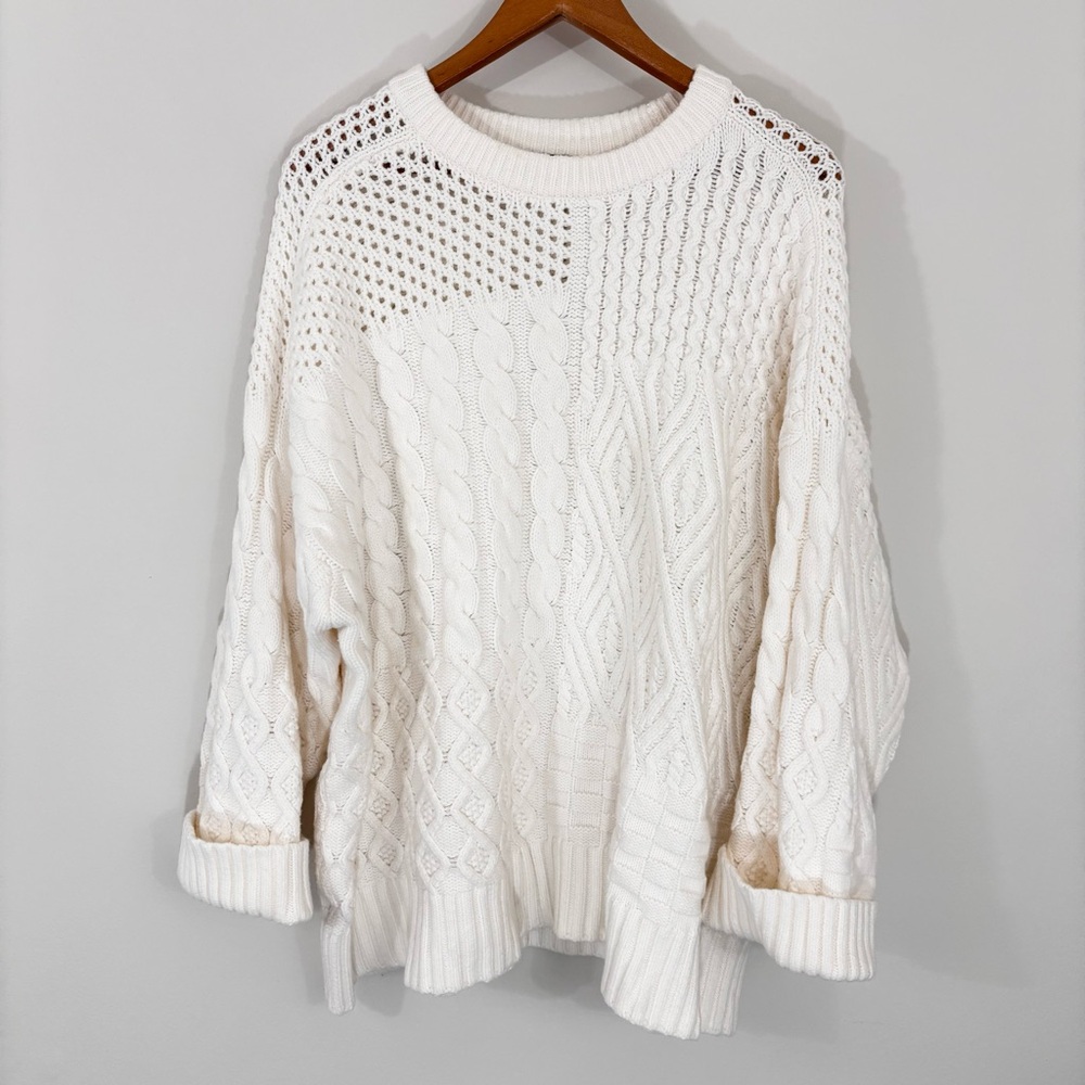 Ann Taylor Cream Cable Knit Sweater